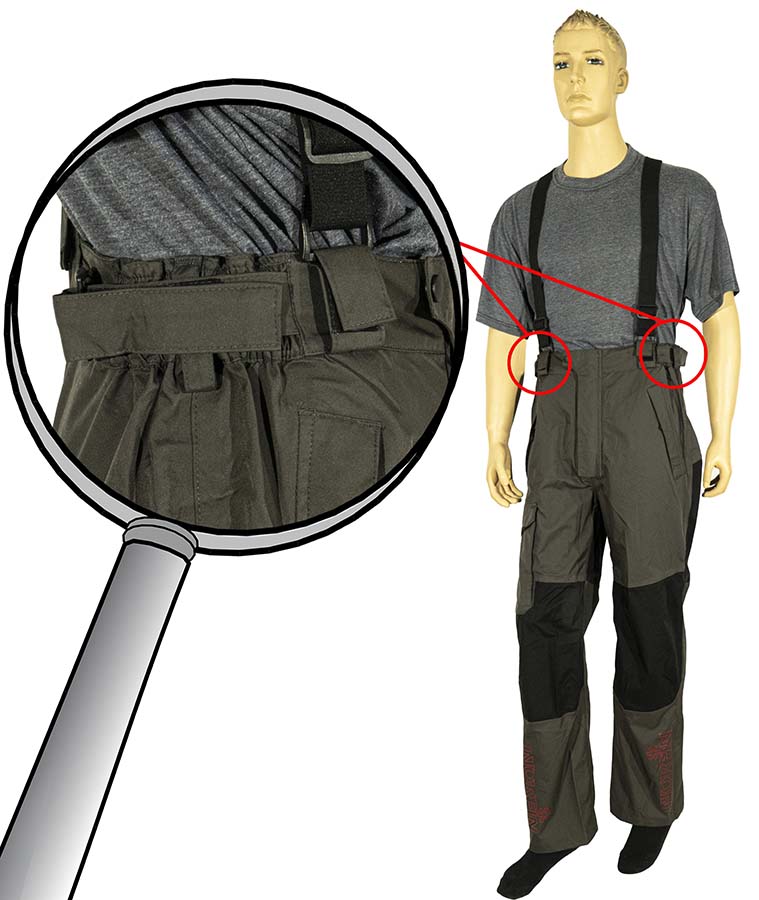 Штани костюма Norfin Pro Dry 2 із затяжками на «липучках», широкими гумками з боків, та петлями для носіння пояса