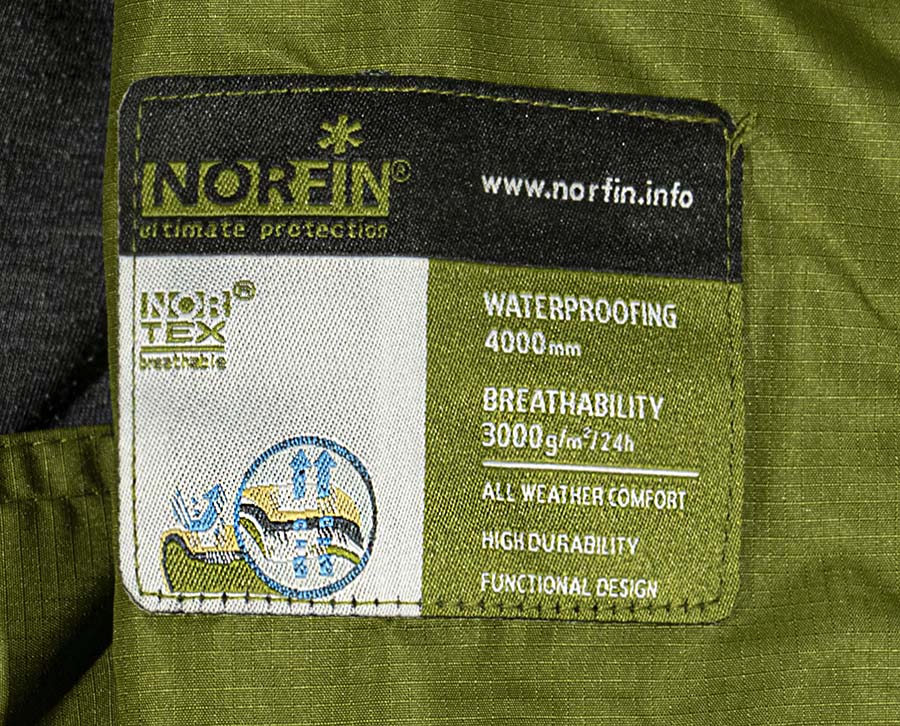 Етикетка куртки костюма Norfin Shell